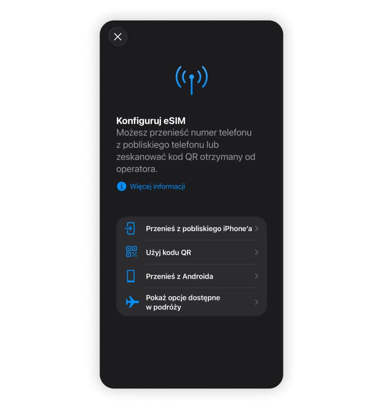 konwersja karty SIM do ESIMU: krok 4